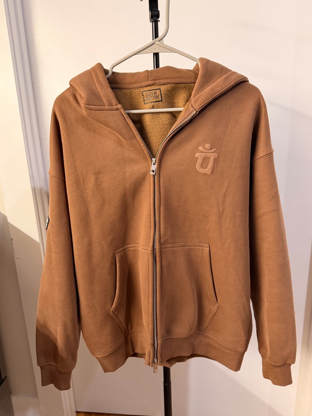 Brown State of Gratitude Zip-Up Hoodie
